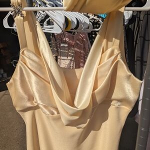 Elegant Yellow Satin Dress